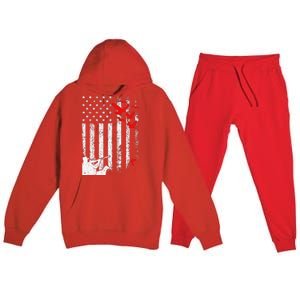 American Flag Patriotic Duck Hunting Waterfowl Premium Hooded Sweatsuit Set