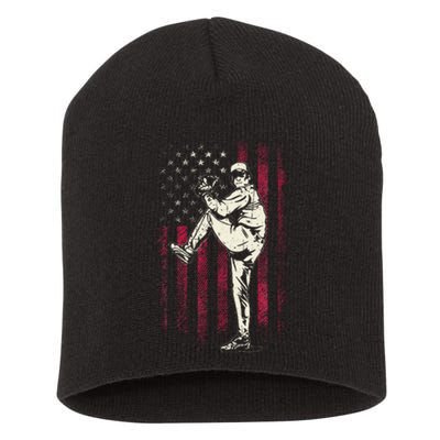 American Flag Pitcher Baseball Apparel Baseball Short Acrylic Beanie