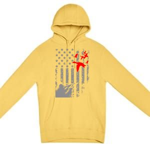 American Flag Patriotic Duck Hunting Waterfowl With Dog Great Gift Premium Pullover Hoodie