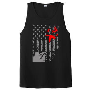 American Flag Patriotic Duck Hunting Waterfowl With Dog Great Gift PosiCharge Competitor Tank