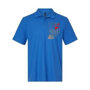 American Flag Patriotic Duck Hunting Waterfowl With Dog Great Gift Softstyle Adult Sport Polo