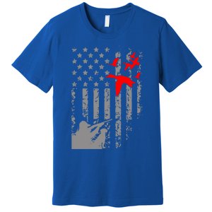 American Flag Patriotic Duck Hunting Waterfowl With Dog Great Gift Premium T-Shirt