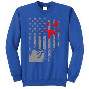 American Flag Patriotic Duck Hunting Waterfowl With Dog Great Gift Tall Sweatshirt