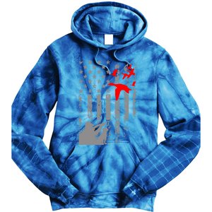 American Flag Patriotic Duck Hunting Waterfowl With Dog Great Gift Tie Dye Hoodie