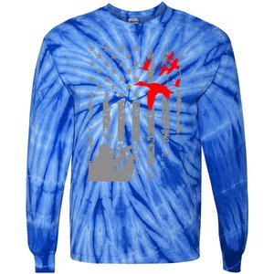 American Flag Patriotic Duck Hunting Waterfowl With Dog Great Gift Tie-Dye Long Sleeve Shirt