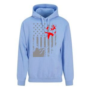 American Flag Patriotic Duck Hunting Waterfowl With Dog Great Gift Unisex Surf Hoodie