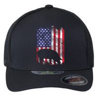 American Flag Pig Vintage Farm Animal Patriotic Farmer Gift Flexfit Unipanel Trucker Cap