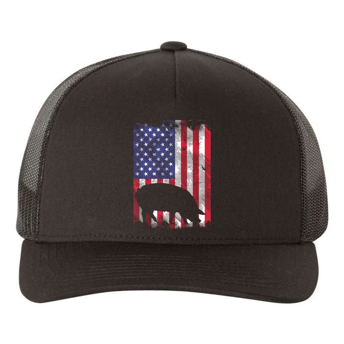 American Flag Pig Vintage Farm Animal Patriotic Farmer Gift Yupoong Adult 5-Panel Trucker Hat