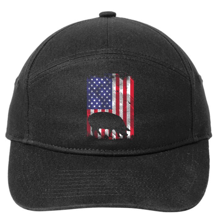 American Flag Pig Vintage Farm Animal Patriotic Farmer Gift 7-Panel Snapback Hat