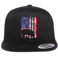 American Flag Pig Vintage Farm Animal Patriotic Farmer Gift Flat Bill Trucker Hat