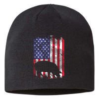 American Flag Pig Vintage Farm Animal Patriotic Farmer Gift Sustainable Beanie