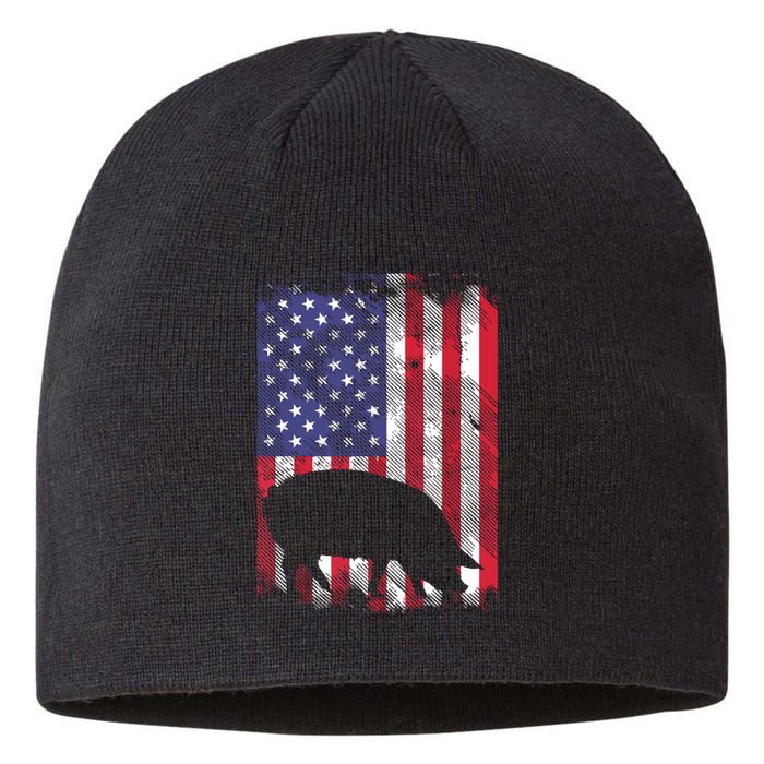 American Flag Pig Vintage Farm Animal Patriotic Farmer Gift Sustainable Beanie