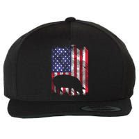 American Flag Pig Vintage Farm Animal Patriotic Farmer Gift Wool Snapback Cap