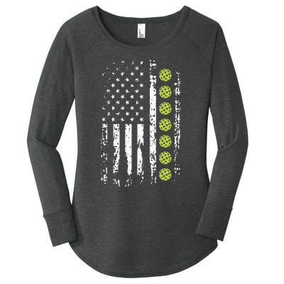 American Flag Pickleball Player Gift father's day Women's Perfect Tri Tunic Long Sleeve Shirt