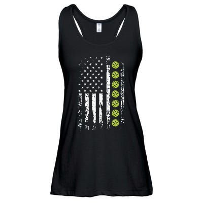 American Flag Pickleball Player Gift father's day Ladies Essential Flowy Tank