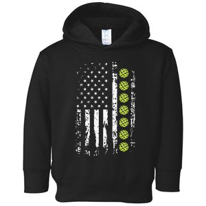 American Flag Pickleball Player Gift father's day Toddler Hoodie