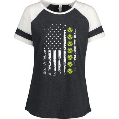 American Flag Pickleball Player Gift father's day Enza Ladies Jersey Colorblock Tee