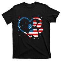 American Flag Patriotic Dog & Cat Paw 4th Of July T-Shirt