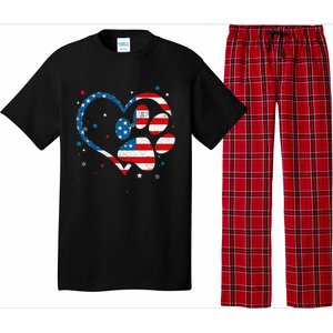 American Flag Patriotic Dog & Cat Paw 4th Of July Pajama Set