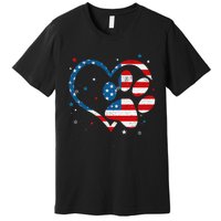 American Flag Patriotic Dog & Cat Paw 4th Of July Premium T-Shirt