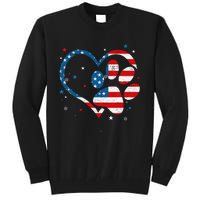 American Flag Patriotic Dog & Cat Paw 4th Of July Tall Sweatshirt