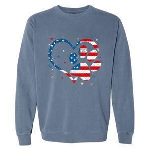 American Flag Patriotic Dog & Cat Paw 4th Of July Garment-Dyed Sweatshirt