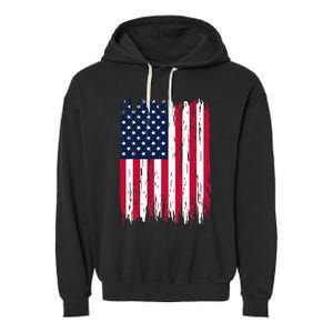 American Flag Patriotic 4th Of July Independence Day Garment-Dyed Fleece Hoodie