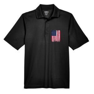 American Flag Patriotic 4th Of July Independence Day Men's Origin Performance Pique Polo