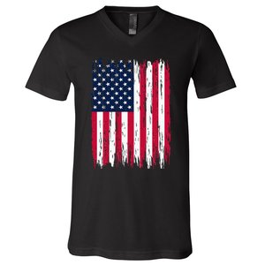 American Flag Patriotic 4th Of July Independence Day V-Neck T-Shirt