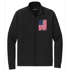 American Flag Patriotic 4th Of July Independence Day Stretch Full-Zip Cadet Jacket