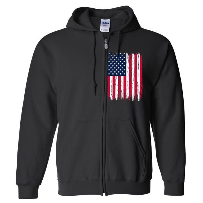 American Flag Patriotic 4th Of July Independence Day Full Zip Hoodie