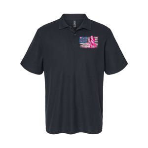 American Flag Pink Ribbon Breast Cancer Awareness Warriors Softstyle Adult Sport Polo