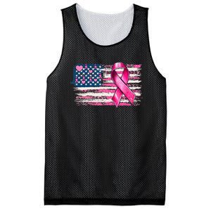 American Flag Pink Ribbon Breast Cancer Awareness Warriors Mesh Reversible Basketball Jersey Tank