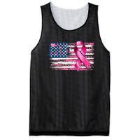 American Flag Pink Ribbon Breast Cancer Awareness Warriors Mesh Reversible Basketball Jersey Tank