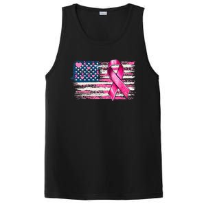 American Flag Pink Ribbon Breast Cancer Awareness Warriors PosiCharge Competitor Tank