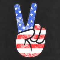 American Flag Peace Sign Hand 4th Of July 7 Panel Mesh Trucker Snapback Hat
