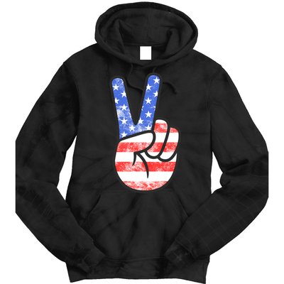 American Flag Peace Sign Hand 4th Of July Tie Dye Hoodie