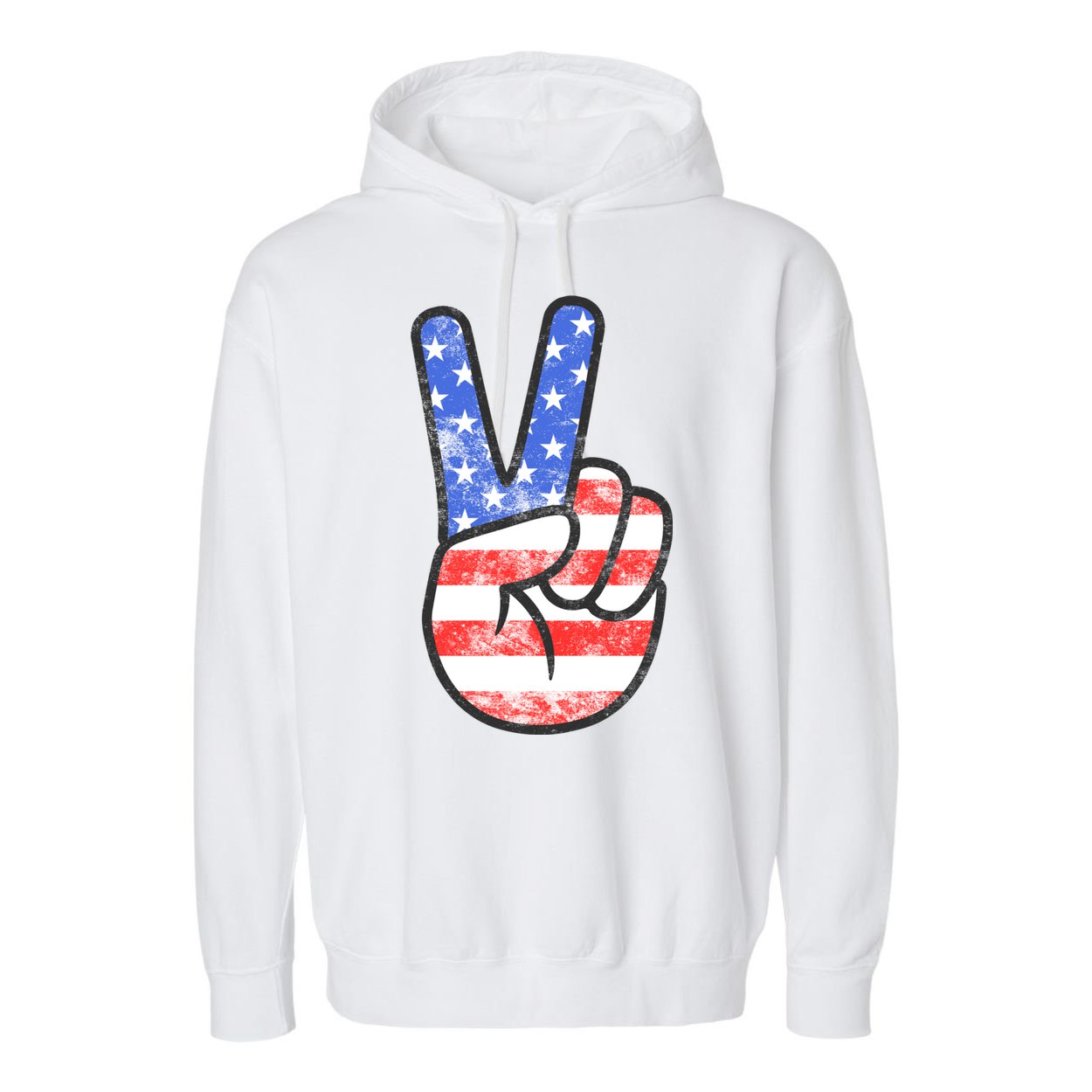 American Flag Peace Sign Hand 4th Of July Garment-Dyed Fleece Hoodie