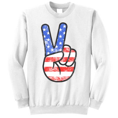 American Flag Peace Sign Hand 4th Of July Sweatshirt