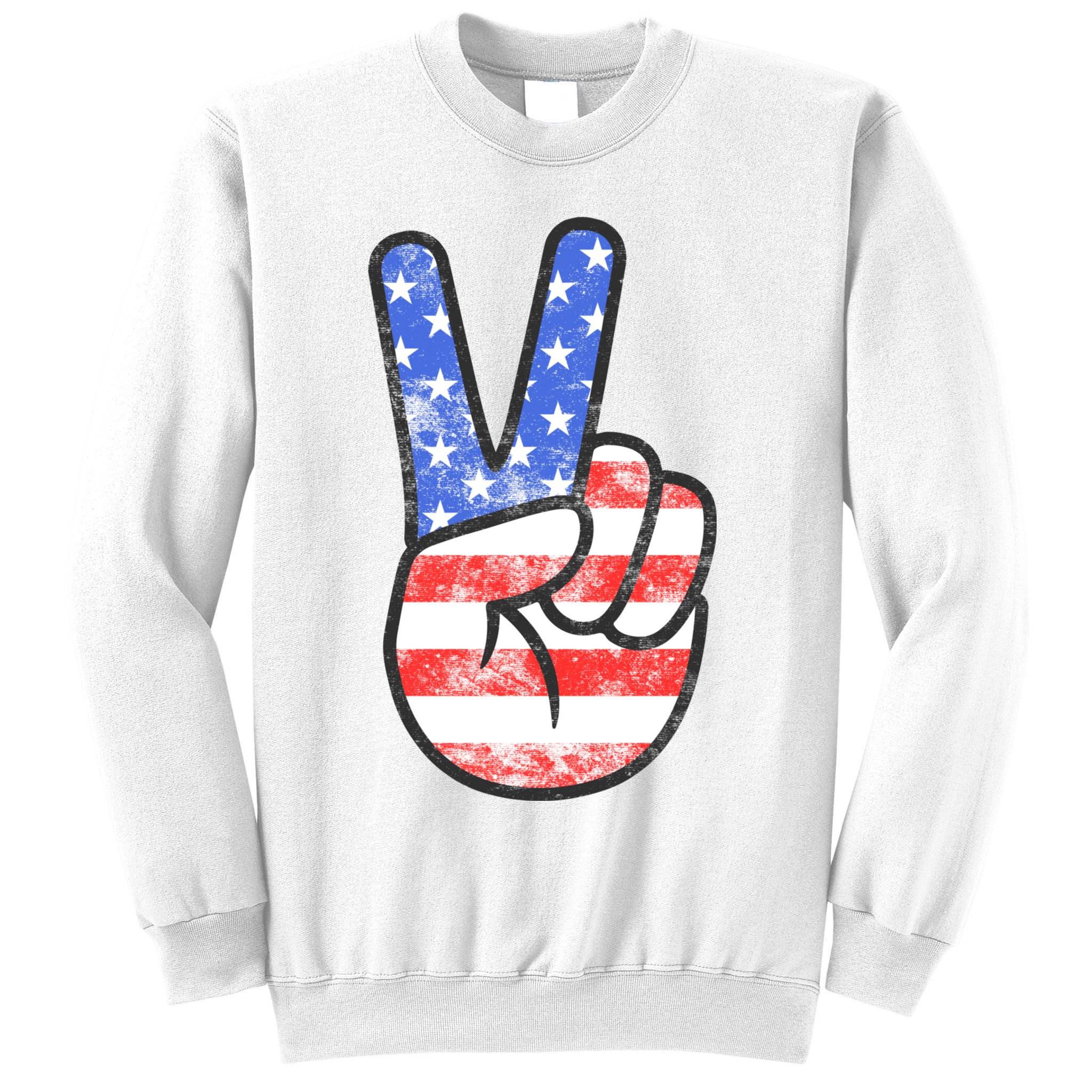 American Flag Peace Sign Hand 4th Of July Sweatshirt