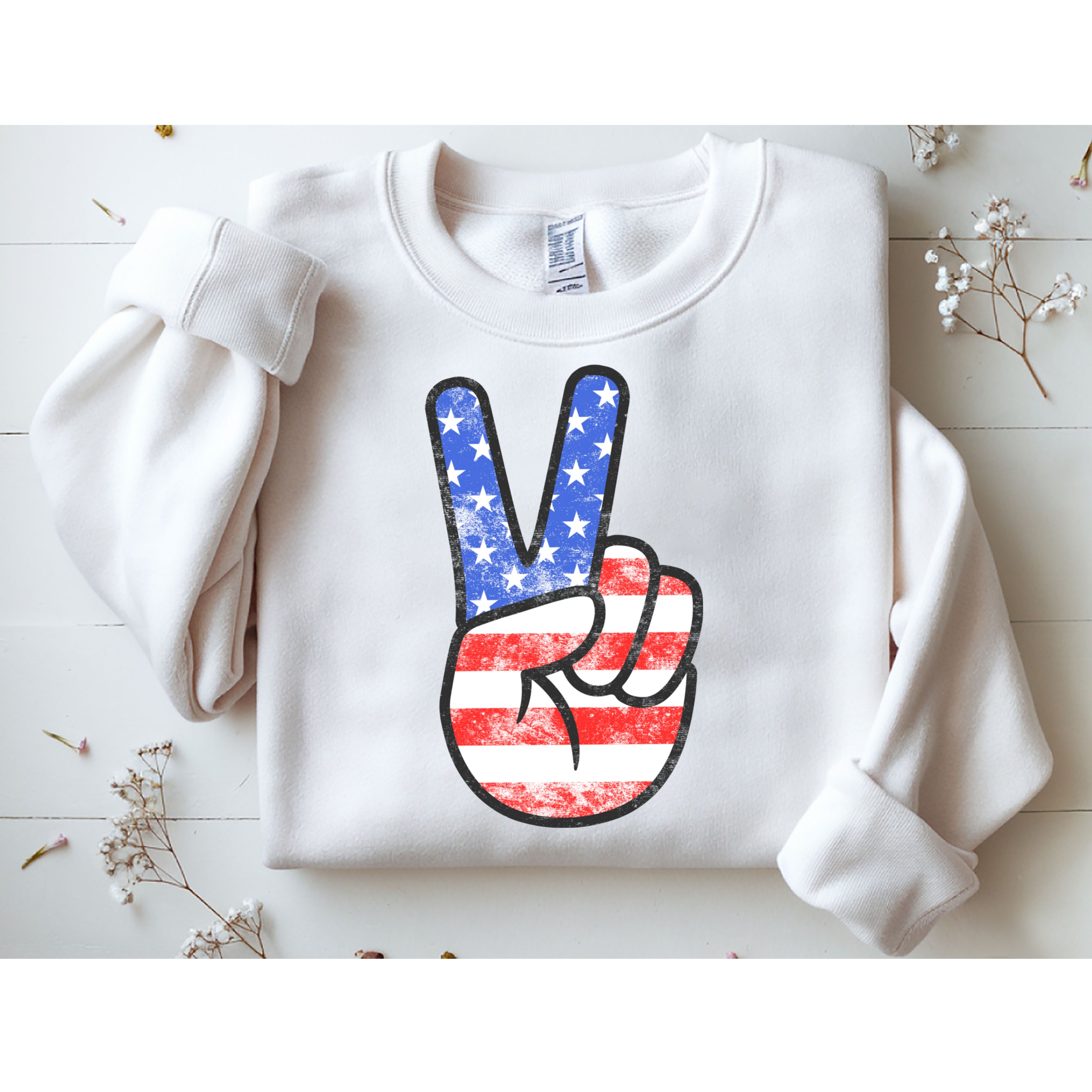 American Flag Peace Sign Hand 4th Of July Sweatshirt