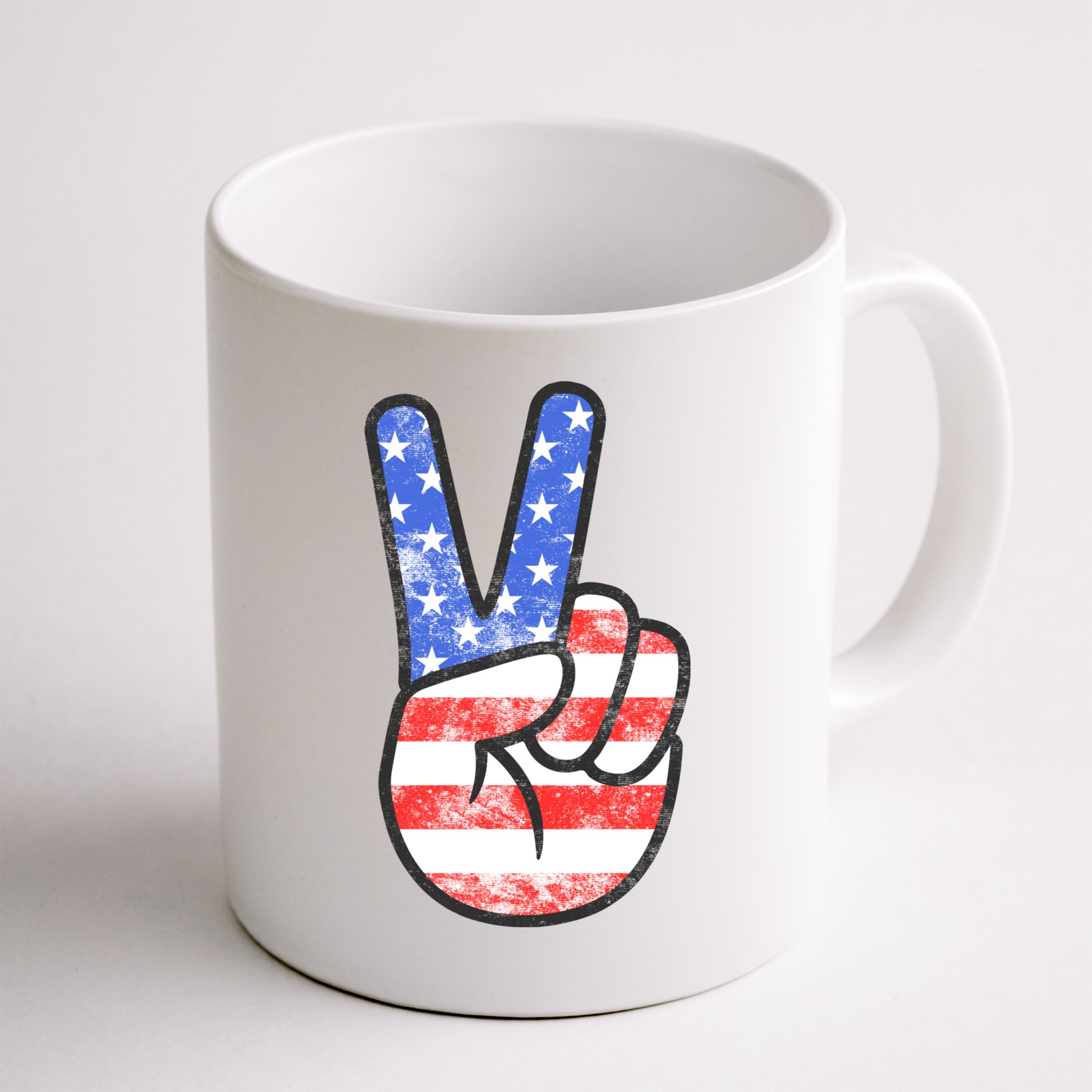 American Flag Peace Sign Hand 4th Of July Mug