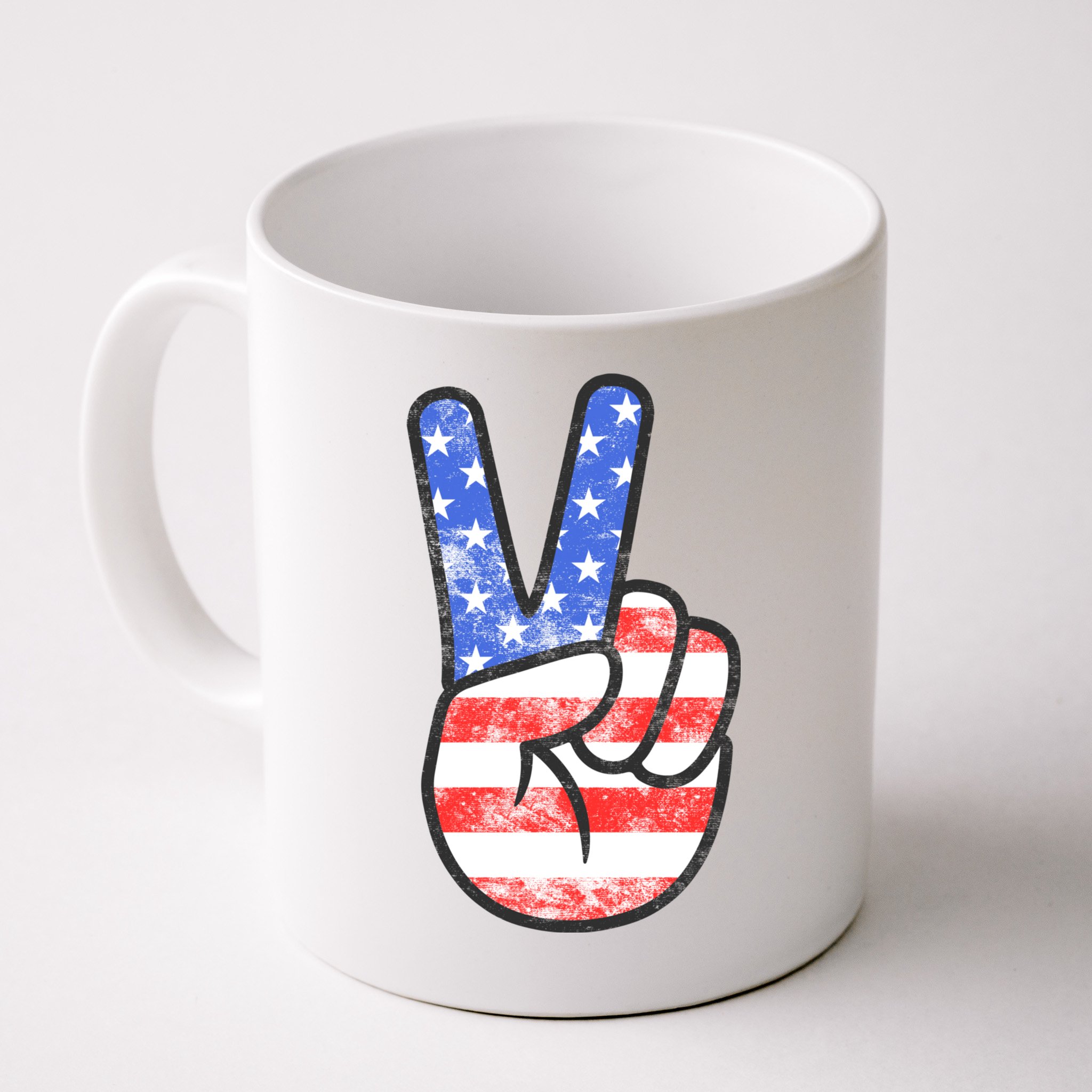 American Flag Peace Sign Hand 4th Of July Mug