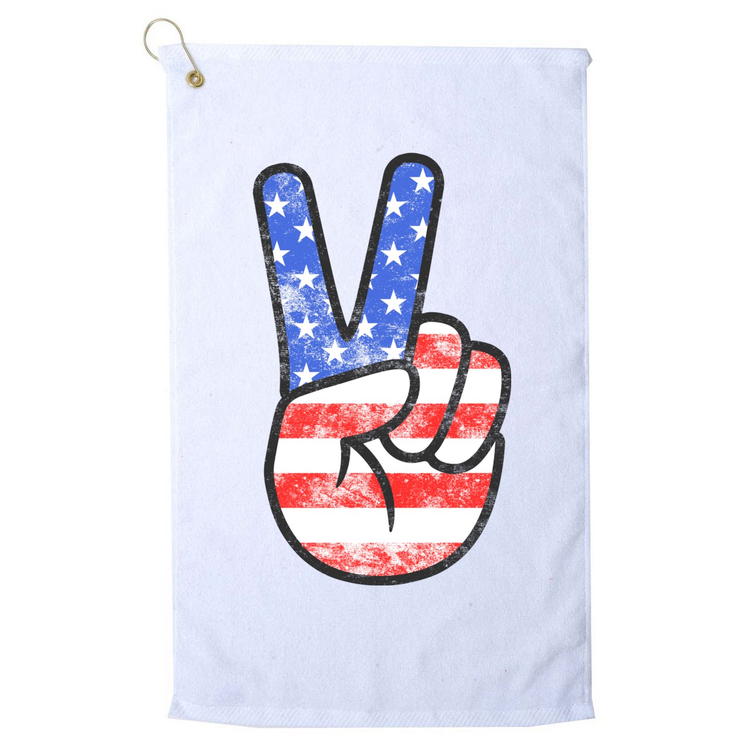 American Flag Peace Sign Hand 4th Of July Golf Towel