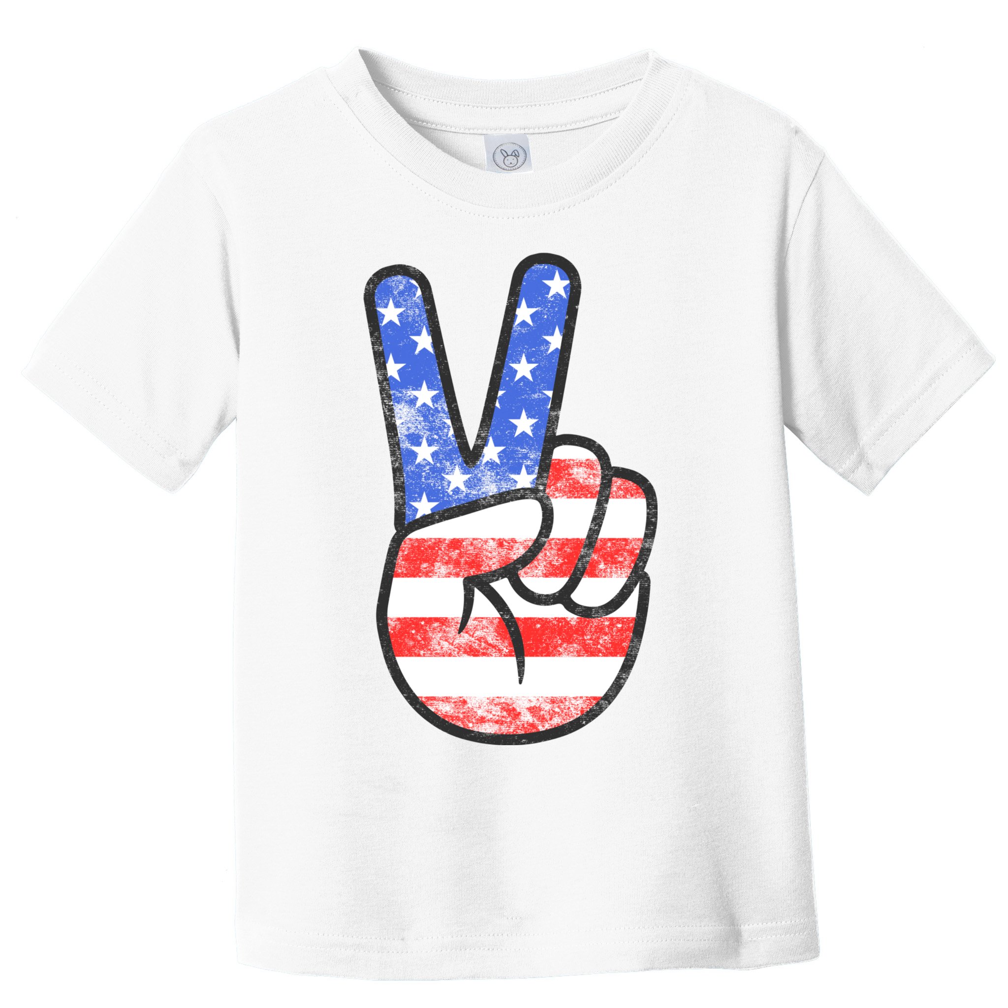 American Flag Peace Sign Hand 4th Of July Toddler T-Shirt