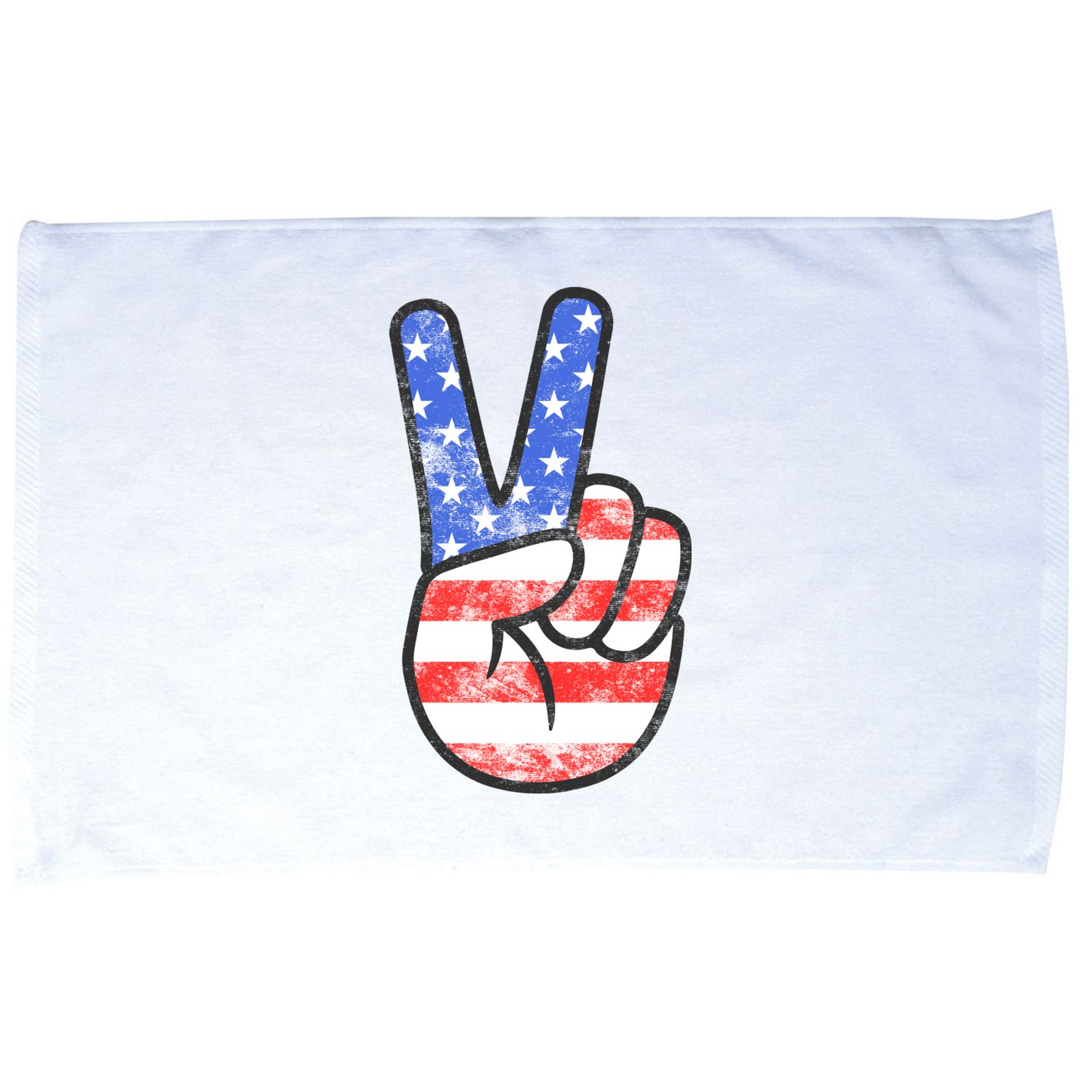 American Flag Peace Sign Hand 4th Of July Microfiber Hand Towel
