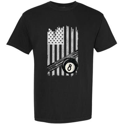 American Flag Pool Table Billiard 8 Ball Wear Garment-Dyed Heavyweight T-Shirt