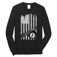 American Flag Pool Table Billiard 8 Ball Wear Long Sleeve Shirt