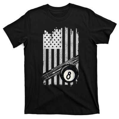 American Flag Pool Table Billiard 8 Ball Wear T-Shirt