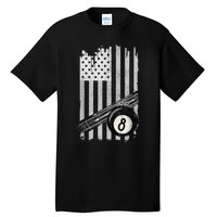 American Flag Pool Table Billiard 8 Ball Wear Tall T-Shirt